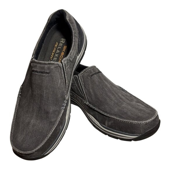Mens Skechers Sz 11 Avillo Relaxed Fit Memory Foam Slip-on Loafer Shoes Black 64 - Picture 1 of 14